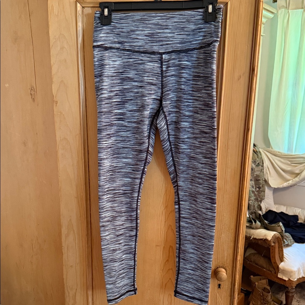Zella Black and White Striped Leggings
